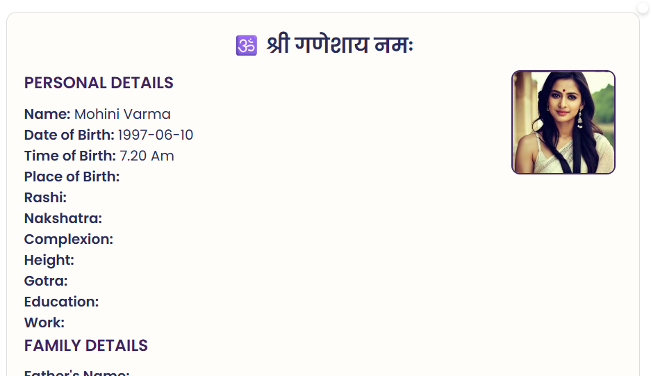 Simple Biodata Template